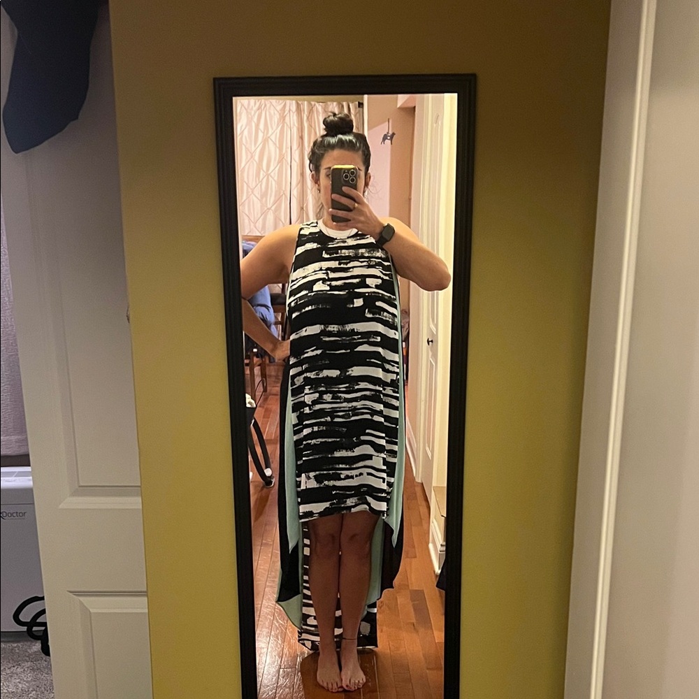 BCBGMaxAzria Black and White High Low Dress